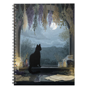 Moonlit Cat Herbal Window Notitieboek