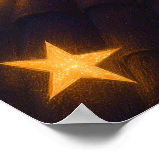 Moonlit Cat on Starry Rooftop Poster (Hoek)