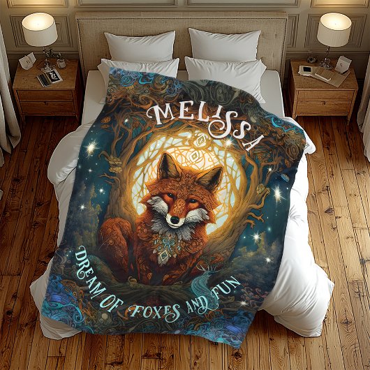 Moonlit Celtic Fox Persoonlijke Natuur Lover Fox Fleece Deken