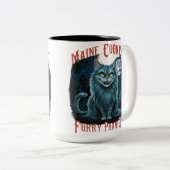 Moonlit Cemetery Whispers: Furry Ghost Design Tweekleurige Koffiemok (Voorkant rechts)