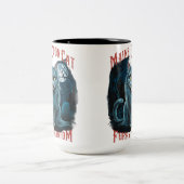 Moonlit Cemetery Whispers: Furry Ghost Design Tweekleurige Koffiemok (Center)