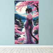 Moonlit Cherry Blossom Fantasy Canvas Afdruk (Insitu (Houten vloer))