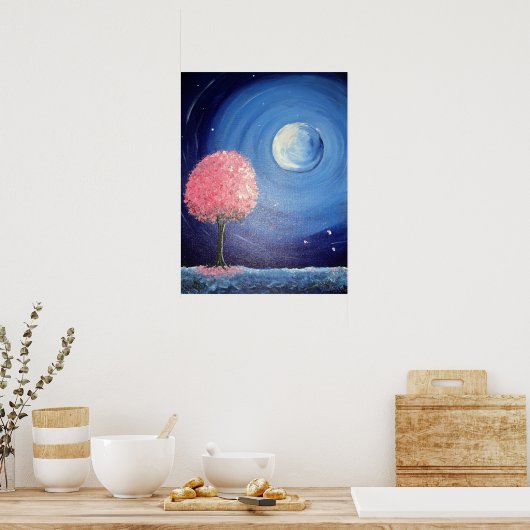Moonlit Cherry Blossom Poster (Keuken)