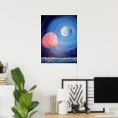 Moonlit Cherry Blossom Poster (Thuiskantoor)