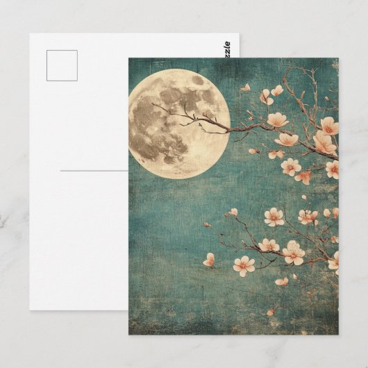 Moonlit Cherry Blossom Serenity Briefkaart (Voorkant / Achterkant)