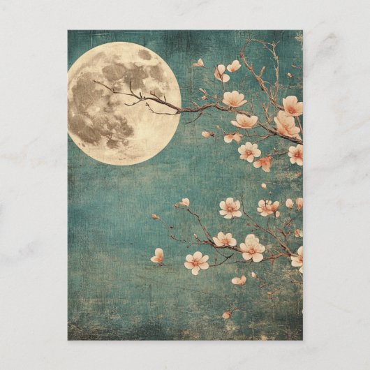 Moonlit Cherry Blossom Serenity Briefkaart (Voorkant)