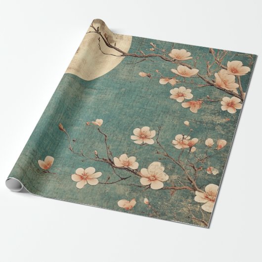 Moonlit Cherry Blossom Serenity Cadeaupapier (Uitgerold)