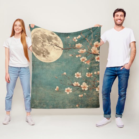 Moonlit Cherry Blossom Serenity Fleece Deken (In situ)