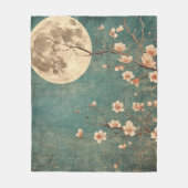 Moonlit Cherry Blossom Serenity Fleece Deken (Voorkant)