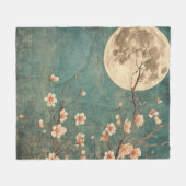 Moonlit Cherry Blossom Serenity Fleece Deken (Voorkant (Horizontaal))