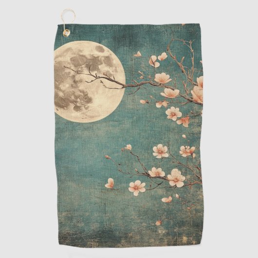 Moonlit Cherry Blossom Serenity Golfhanddoek (Voorkant)