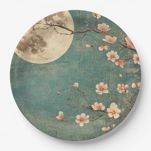 Moonlit Cherry Blossom Serenity Papieren Bordje (Voorkant)