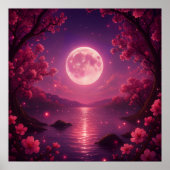 Moonlit Cherry Blossom Serenity Poster (Voorkant)