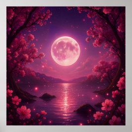 Moonlit Cherry Blossom Serenity Poster