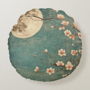 Moonlit Cherry Blossom Serenity Rond Kussen
