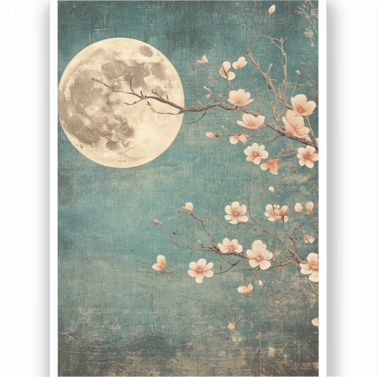 Moonlit Cherry Blossom Serenity Sticker (Voorkant)