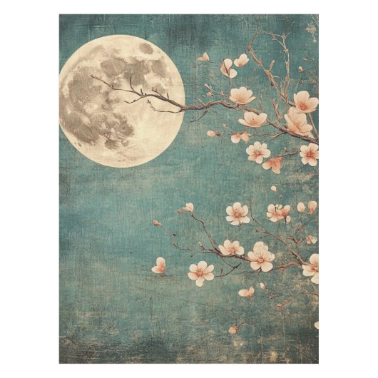 Moonlit Cherry Blossom Serenity Tafelkleed (Voorkant)