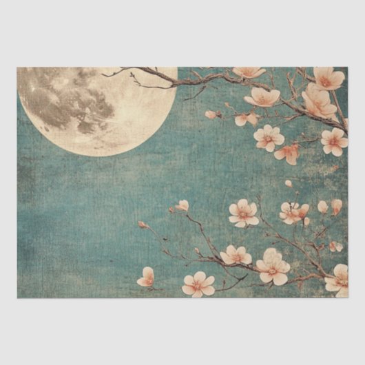 Moonlit Cherry Blossom Serenity Tissuepapier (Voorkant)