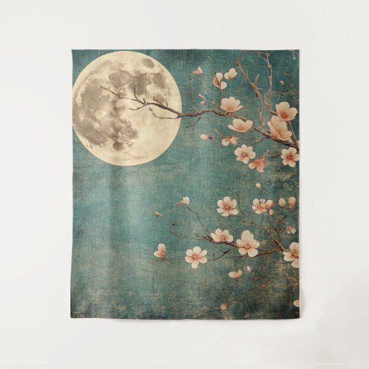 Moonlit Cherry Blossom Serenity Wandkleed (Voorkant)