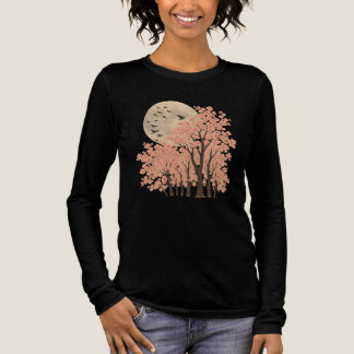 Moonlit Cherry Blossom Trees Art Long Sleeve shirt