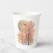 Moonlit Cherry Blossom Trees Nature Art 8oz Paper Papieren Bekers (Voorkant)