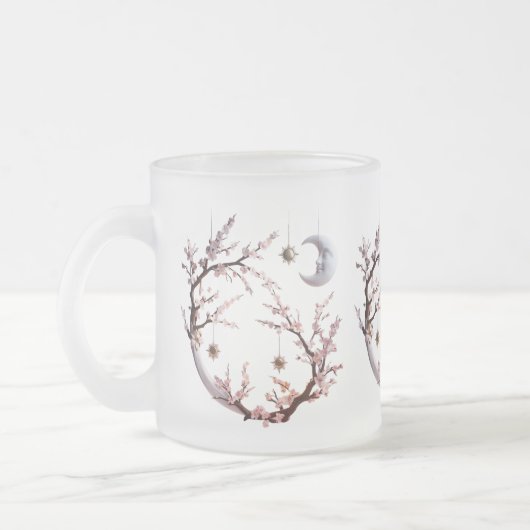 Moonlit Cherry Blossoms – Elegant Matglas Koffiemok (Links)