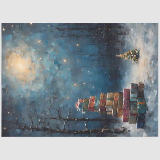 Moonlit Christmas Forest | Stacked Gifts Winter  Tissuepapier (Voorkant)