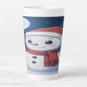  Moonlit Christmas Magic: Kawaii Snowman  Latte Mok (Voorkant)