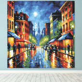 Moonlit City Street Canvas Afdruk (Insitu (Houten vloer))