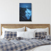 Moonlit Cliffs - Tranquil Midnight Ocean Uitzicht Canvas Afdruk (Insitu (Slaapkamer))