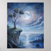 Moonlit Cliffside prachtig Poster (Voorkant)