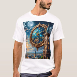 Moonlit Clock T-shirt Celestial Dream