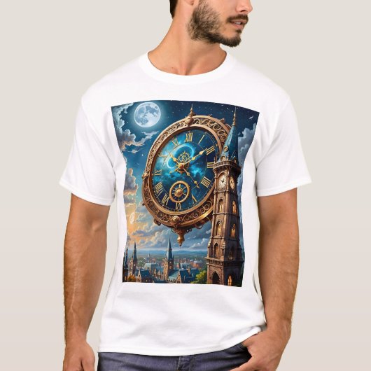 Moonlit Clock T-shirt Celestial Dream (Voorkant)