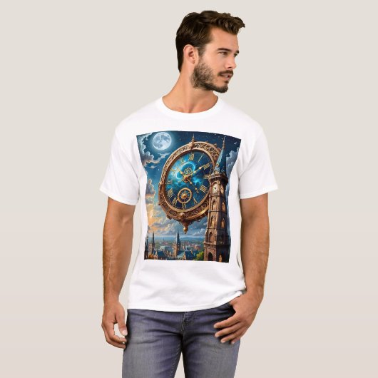 Moonlit Clock T-shirt Celestial Dream (Voorkant volledig)