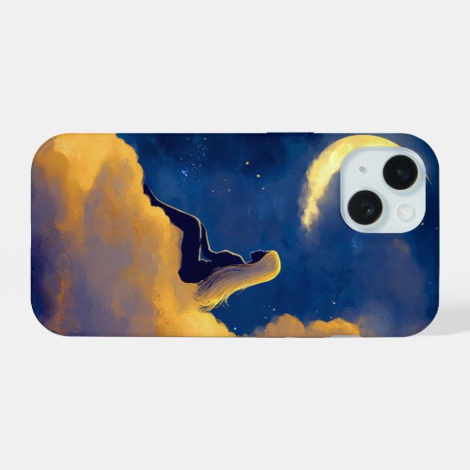 Moonlit Clouds iPhone 15 Hoesje (Achterkant horizontaal)