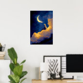 Moonlit Clouds Poster 16x24 Dreamy Wall Art (Thuiskantoor)