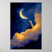 Moonlit Clouds Poster 16x24 Dreamy Wall Art (Voorkant)
