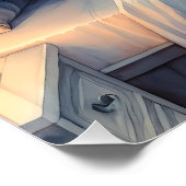 Moonlit Coastal Bedroom with Sleeping Cat Perfect Poster (Hoek)