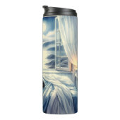 Moonlit Coastal Bedroom with Sleeping Cat Thermosbeker (Geroteerd rechts)