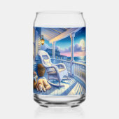 Moonlit Coastal Porch met Dog & Ocean Uitzicht Blikvorm Glas (Achterkant)