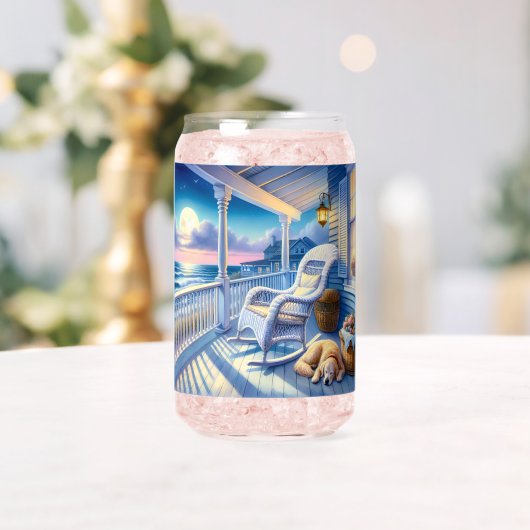 Moonlit Coastal Porch met Dog & Ocean Uitzicht Blikvorm Glas (Insitu (Huwelijk))