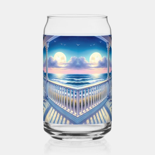 Moonlit Coastal Porch met Dog & Ocean Uitzicht Blikvorm Glas (Rechts)