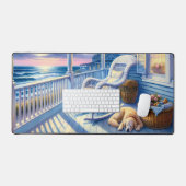 Moonlit Coastal Porch met Dog & Ocean Uitzicht Bureaumat (Keyboard & Muis)
