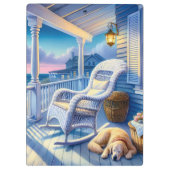 Moonlit Coastal Porch met Dog & Ocean Uitzicht Klembord (Achterkant)