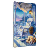 Moonlit Coastal Porch met Dog & Ocean Uitzicht Klembord (Rechts)