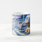 Moonlit Coastal Porch met Dog & Ocean Uitzicht Koffiemok (Center)