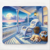 Moonlit Coastal Porch met Dog & Ocean Uitzicht Muismat (Voorkant)