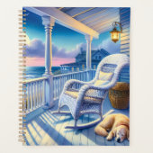 Moonlit Coastal Porch met Dog & Ocean Uitzicht Planner (Voorkant)