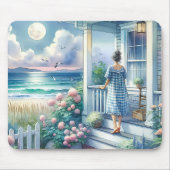 Moonlit Cottage Porch bij het Zee Muismat (Voorkant)