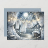 Moonlit CottageCore waslijn Briefkaart (Voorkant / Achterkant)